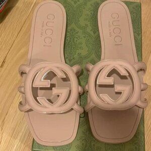Gucci Light Beige Interlocking G Slide Sandal